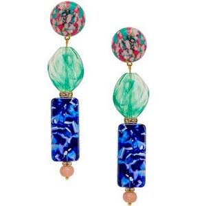 Lele Sadoughi Stacked Stone Earrings/ Ocean Blue